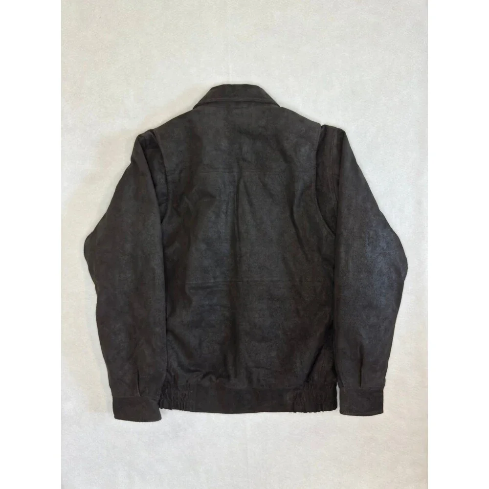 Burk's Bay Genuine Leather Bomber Jacket NRA Life Member Men's Size M Black